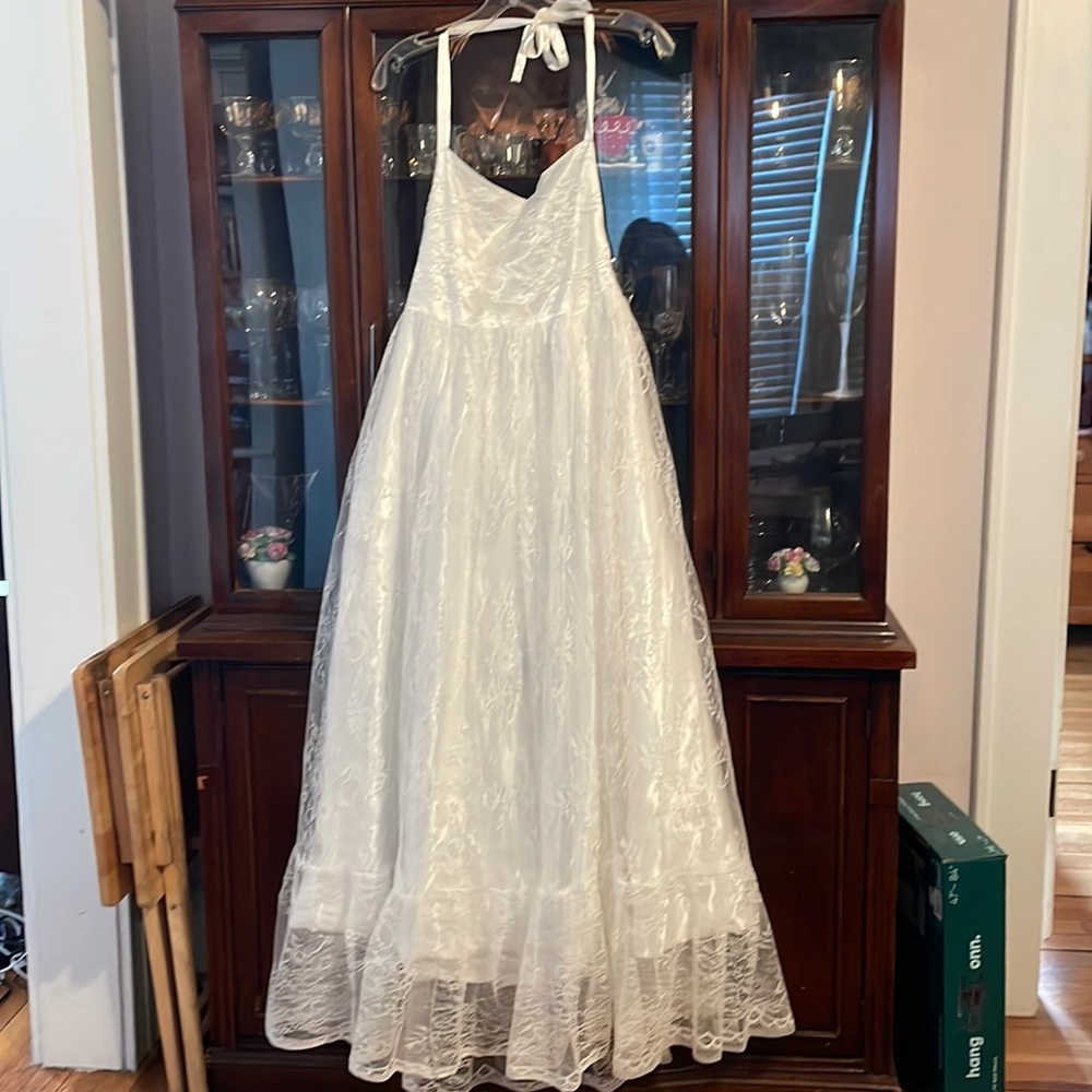 BRAND NEW JJ House white lace halter maxi dress Girls size 14-16